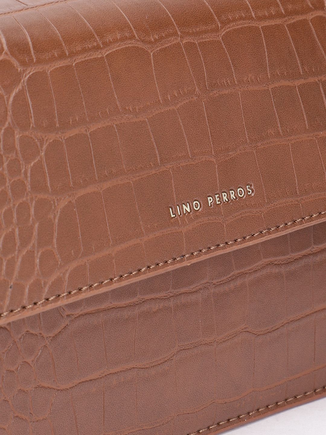 Lino Perros Croc Textured Structured Shoulder Bag