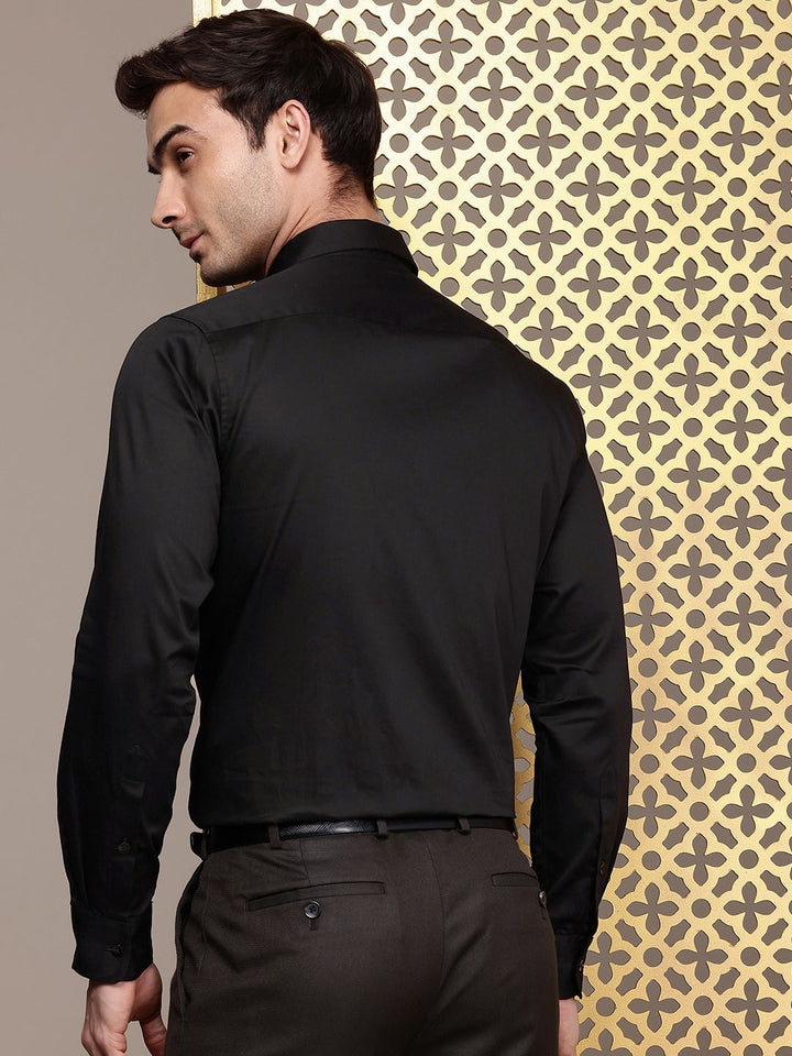 House of Pataudi Pure Cotton Embroidered Party Shirt