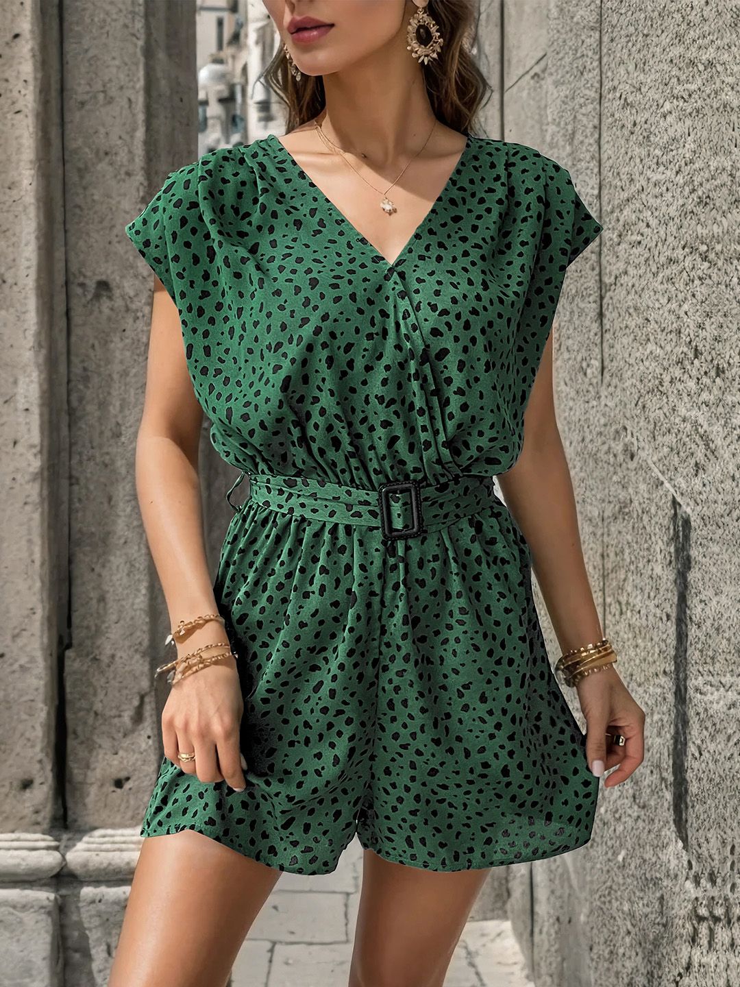 DressBerry Printed Playsuit with Belt