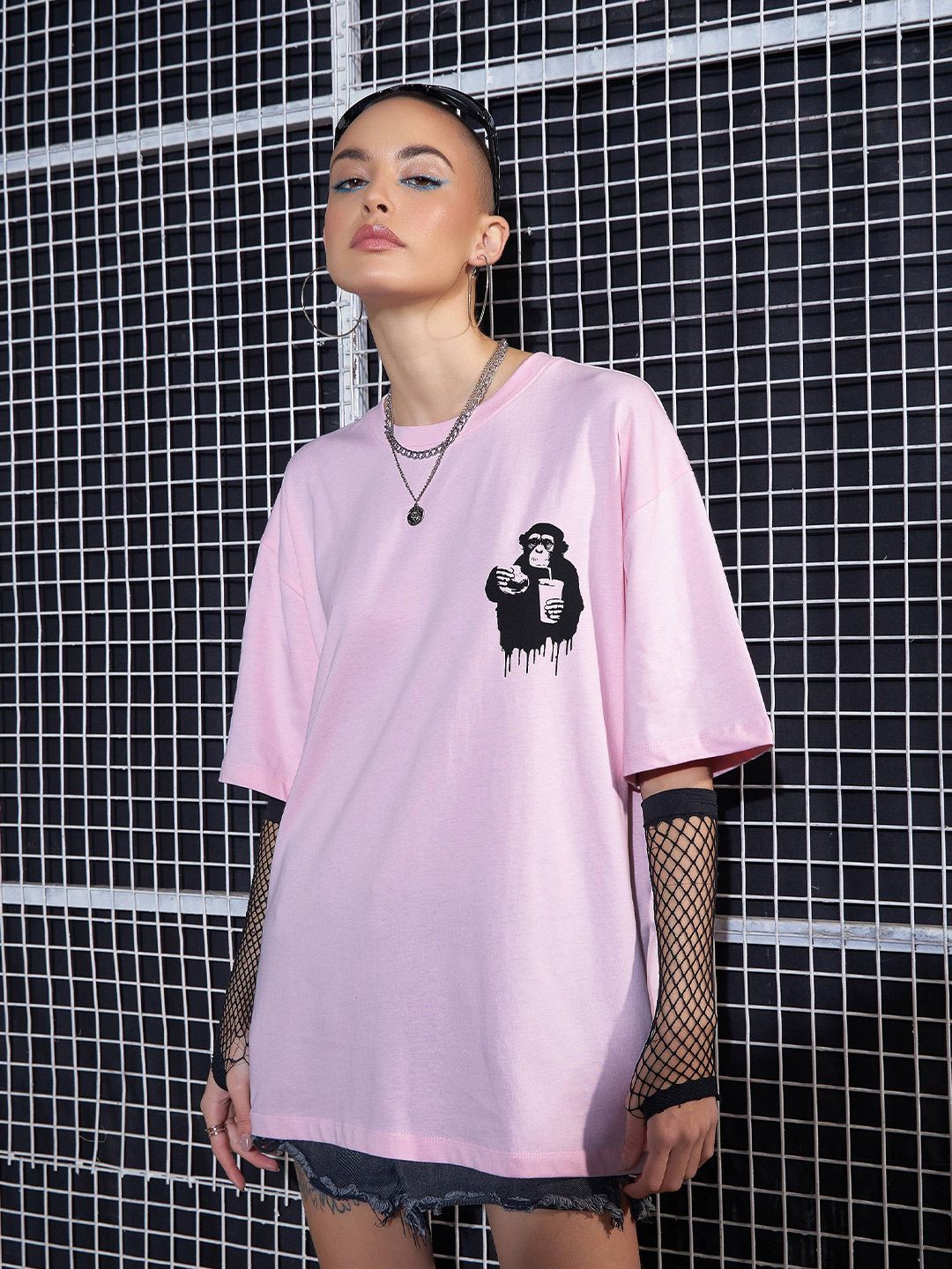 SASSAFRAS Graphic Printed Drop-Shoulder Oversized Pure Cotton T-shirt