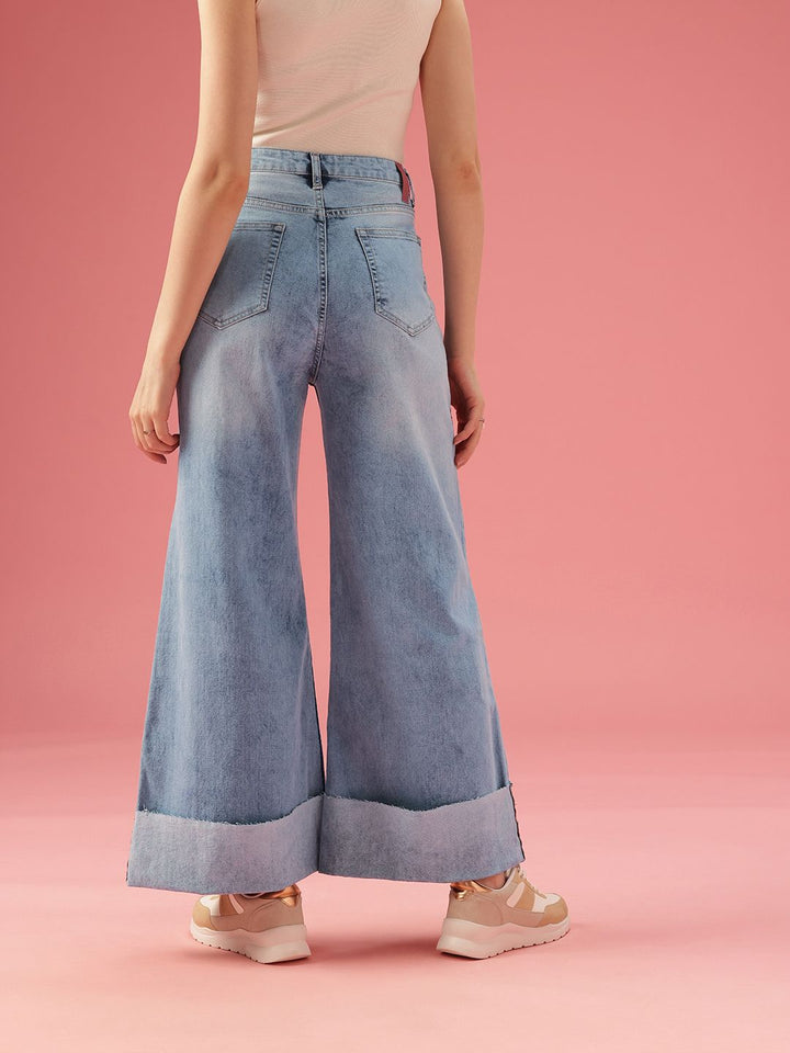 DressBerry Women Flared Mid-Rise Light Fade Stretchable Jeans