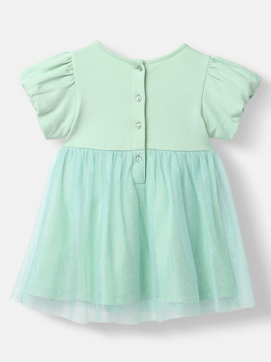 NautiNati Disney Infants Party Dress with Minnie Mouse Embroidered Puff Sleeve