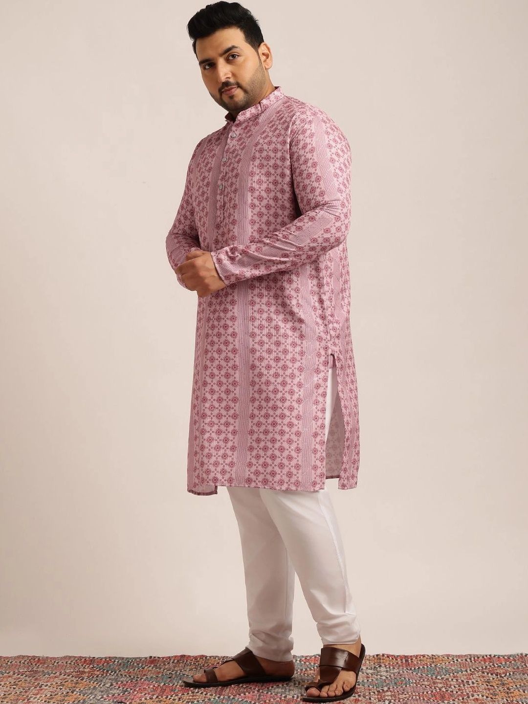 SOJANYA PLUS Lelaki Motif Etnik Cetakan Indie Kurta