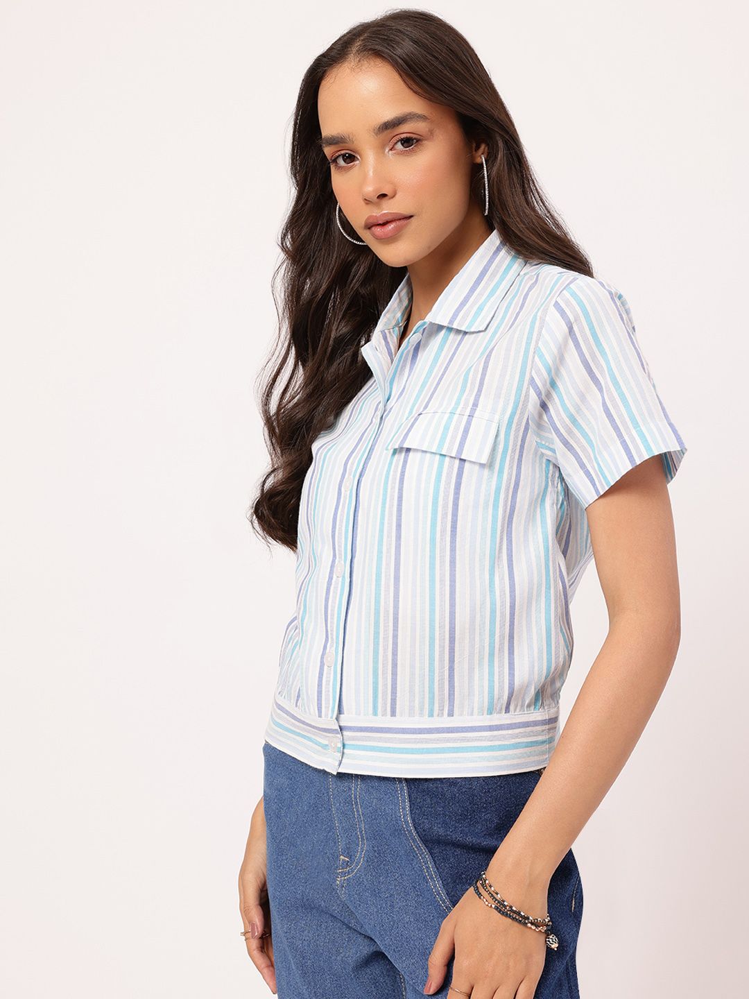 DressBerry Stripe Play Short Sleeve Shirt