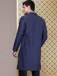 House of Pataudi Ethnic Motifs Yoke Design Mandarin Collar Thread Work Jashn Kurta