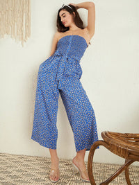 Berrylush Strapless Printed Culotte Jumpsuit