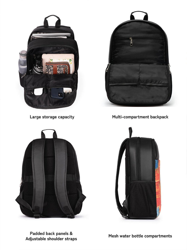 ZOUK Printed Vegan Leather 16 Inch Laptop Backpack with Compression Straps