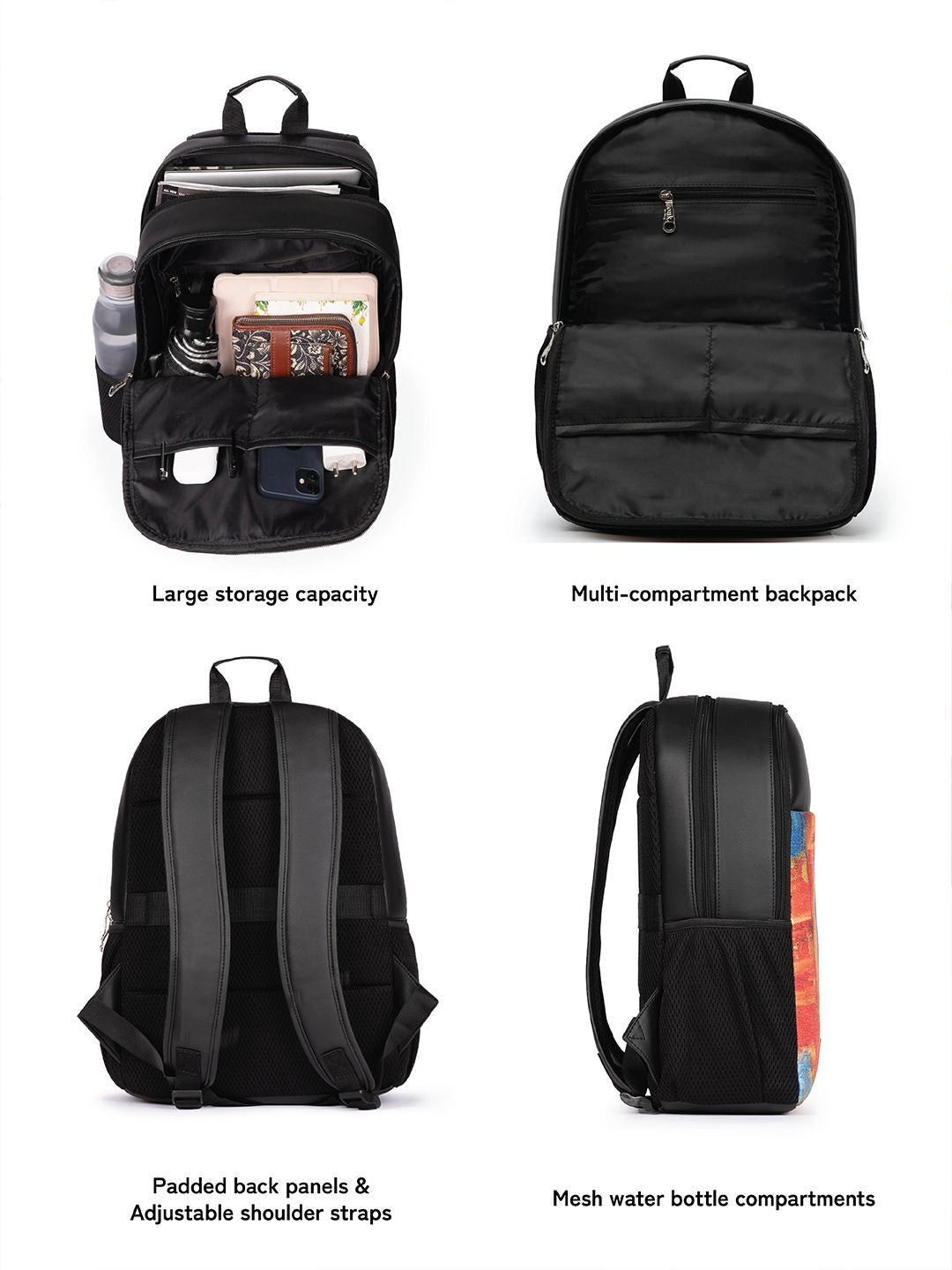 ZOUK Printed Vegan Leather 16 Inch Laptop Backpack with Compression Straps