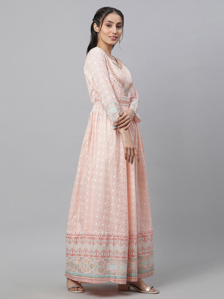 AURELIA Peach-Coloured Formal Maxi Dress