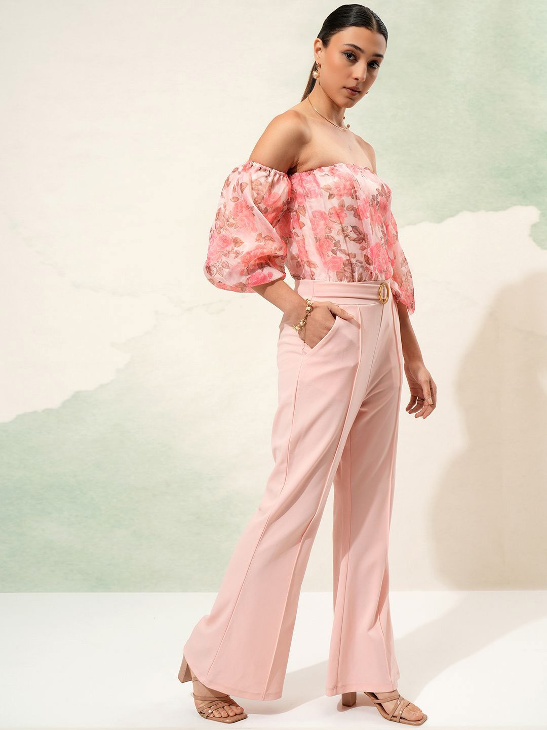 Tokyo Talkies Off-Shoulder Printed Basic Jumpsuit