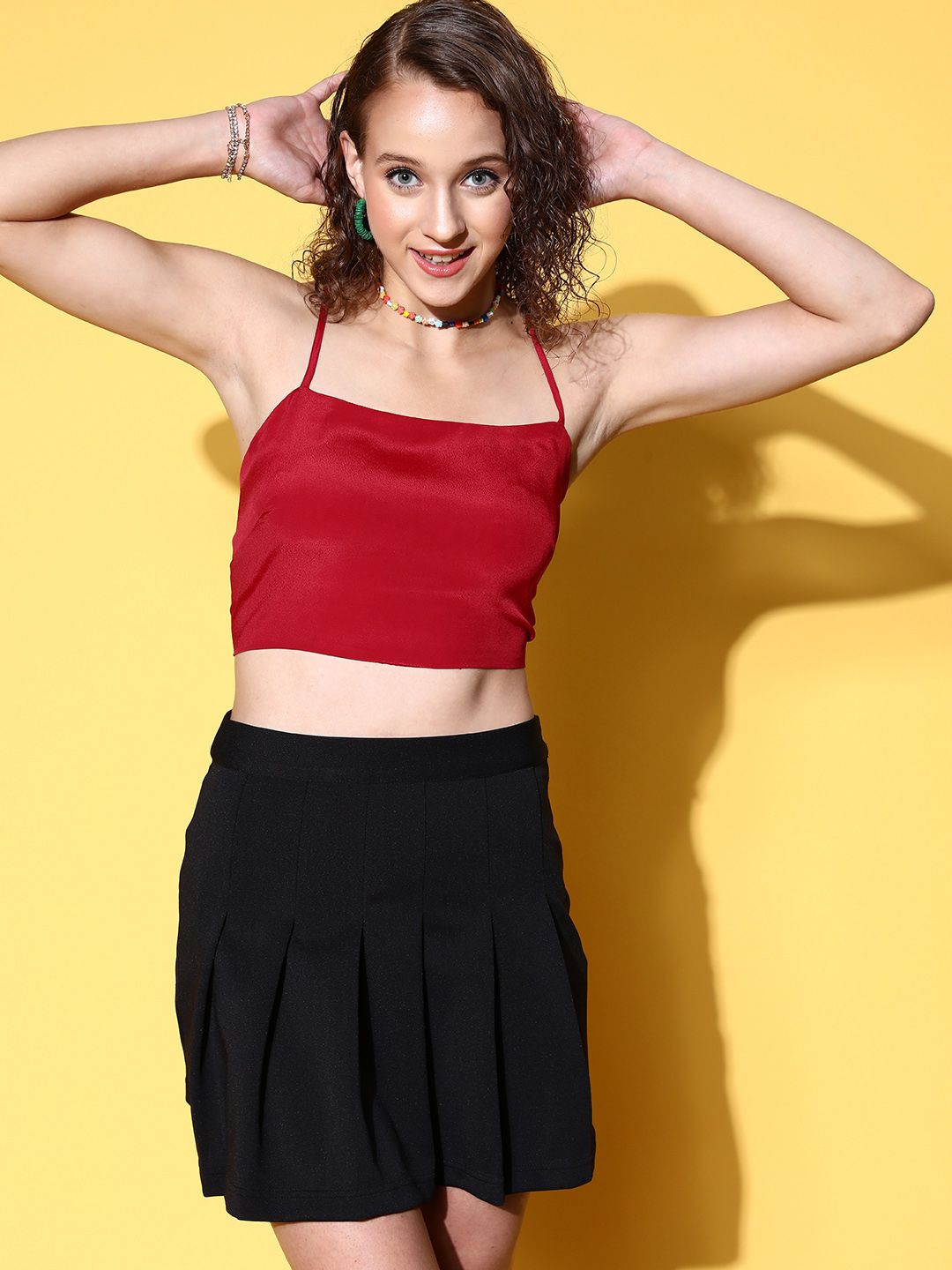 Berrylush Charming Red Solid Super Cropped Top