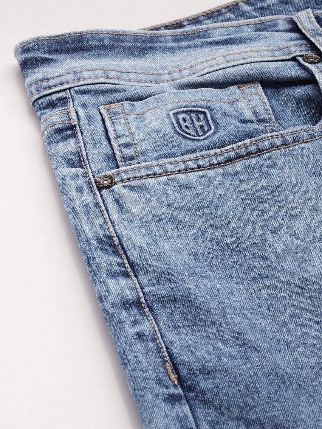 Being Human Men Straight Fit Low Distress Heavy Fade Stretchable Jeans