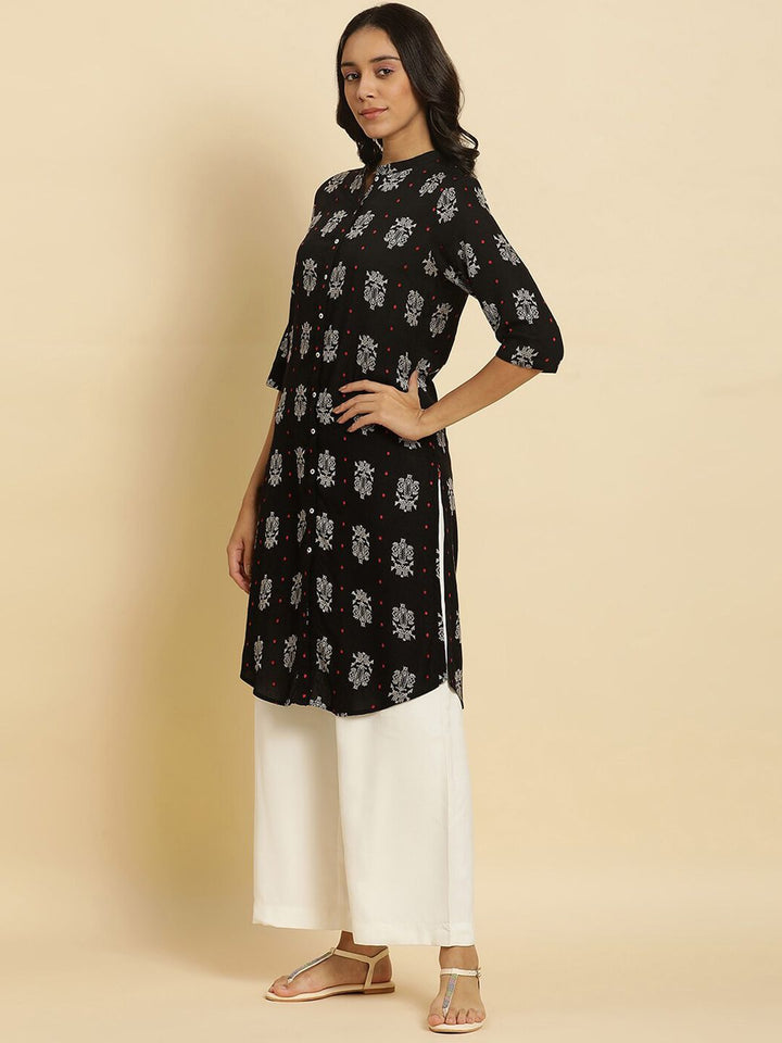 W Ethnic Motifs Printed Mandarin Collar Kurta