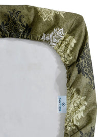 Moda Rapido X KLOTTHE Olive Green Floral 400 TC Single Bedsheet with 1 Pillow Covers