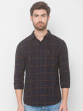 SPYKAR Men Black Windowpane Checks Checked Pure Cotton Casual Shirt