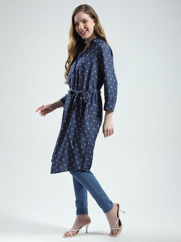 Monte Carlo Printed Shirt Collar A-Line Kurta
