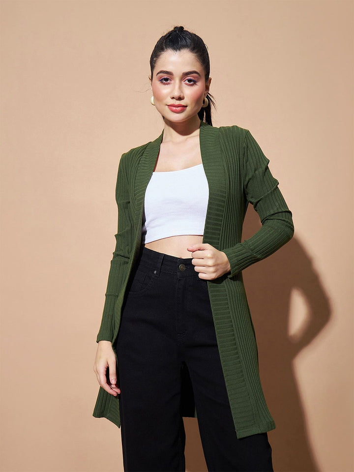 Sassafras Asas Wanita Ribbed Longline Front Open Shrug