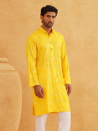 SOJANYA Embellished Mandarin Collar Pure Cotton Straight Kurta