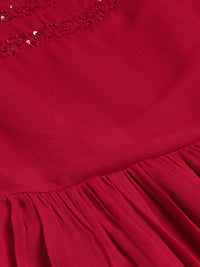 Antheaa Magenta Tiered Maxi Dress
