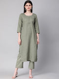 KALINI Striped Straight Kurta with Trousers