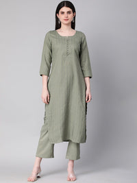 KALINI Striped Straight Kurta with Trousers