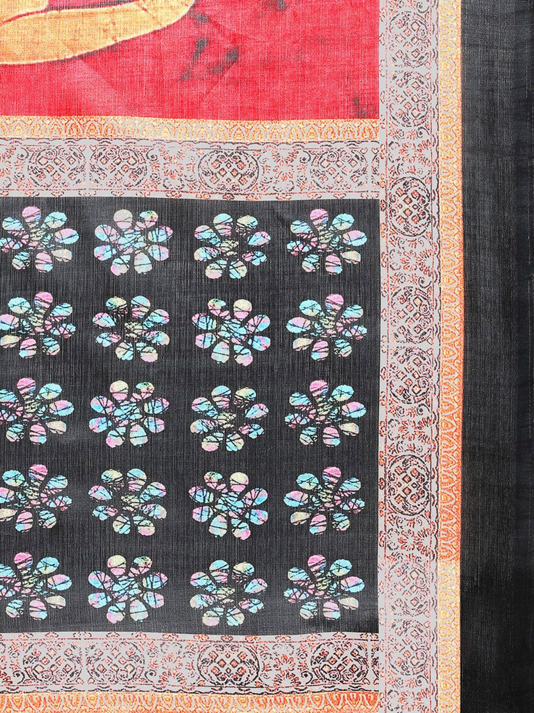 Saree mall Red & Black Printed Dupatta