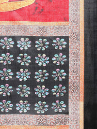 Saree mall Red & Black Printed Dupatta
