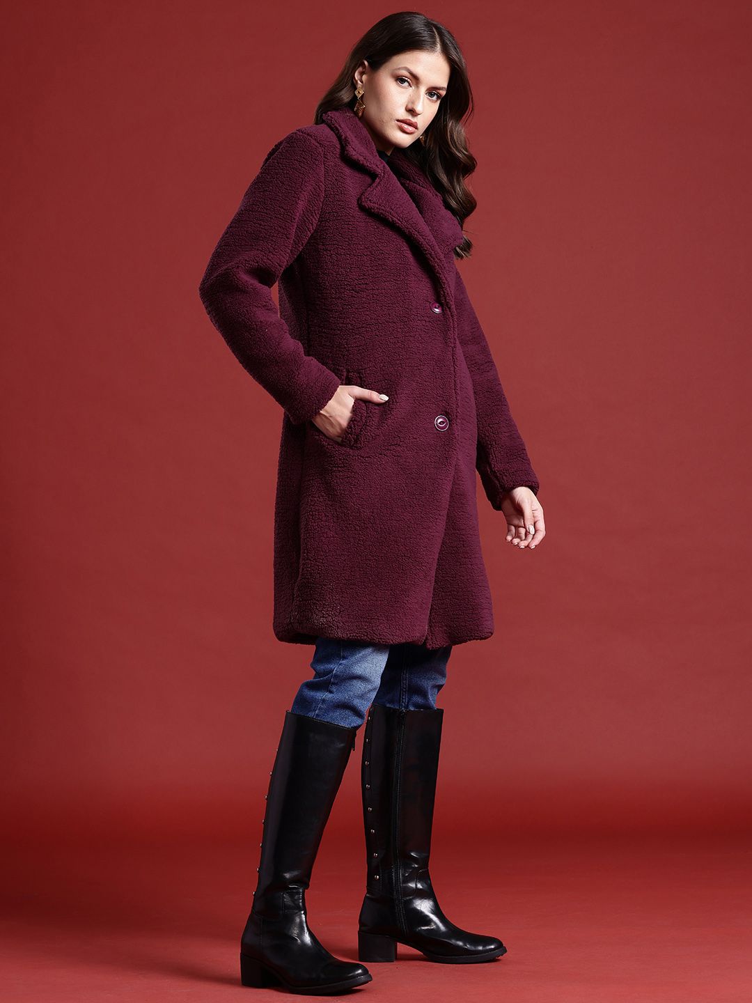 all about you Solid Regular Fit Overcoat