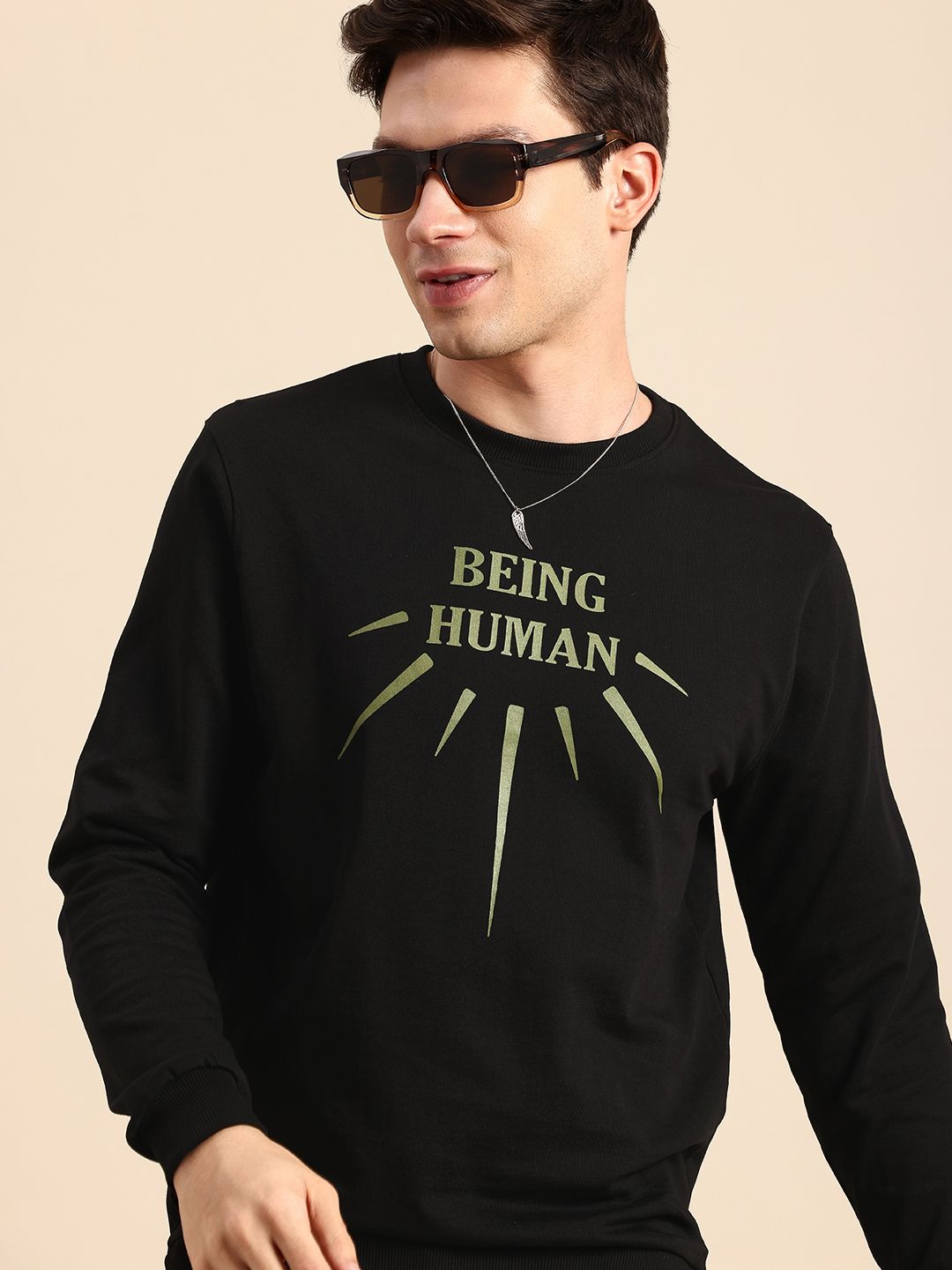 Being Human Brand Logo Printed Pure Cotton Sweatshirt