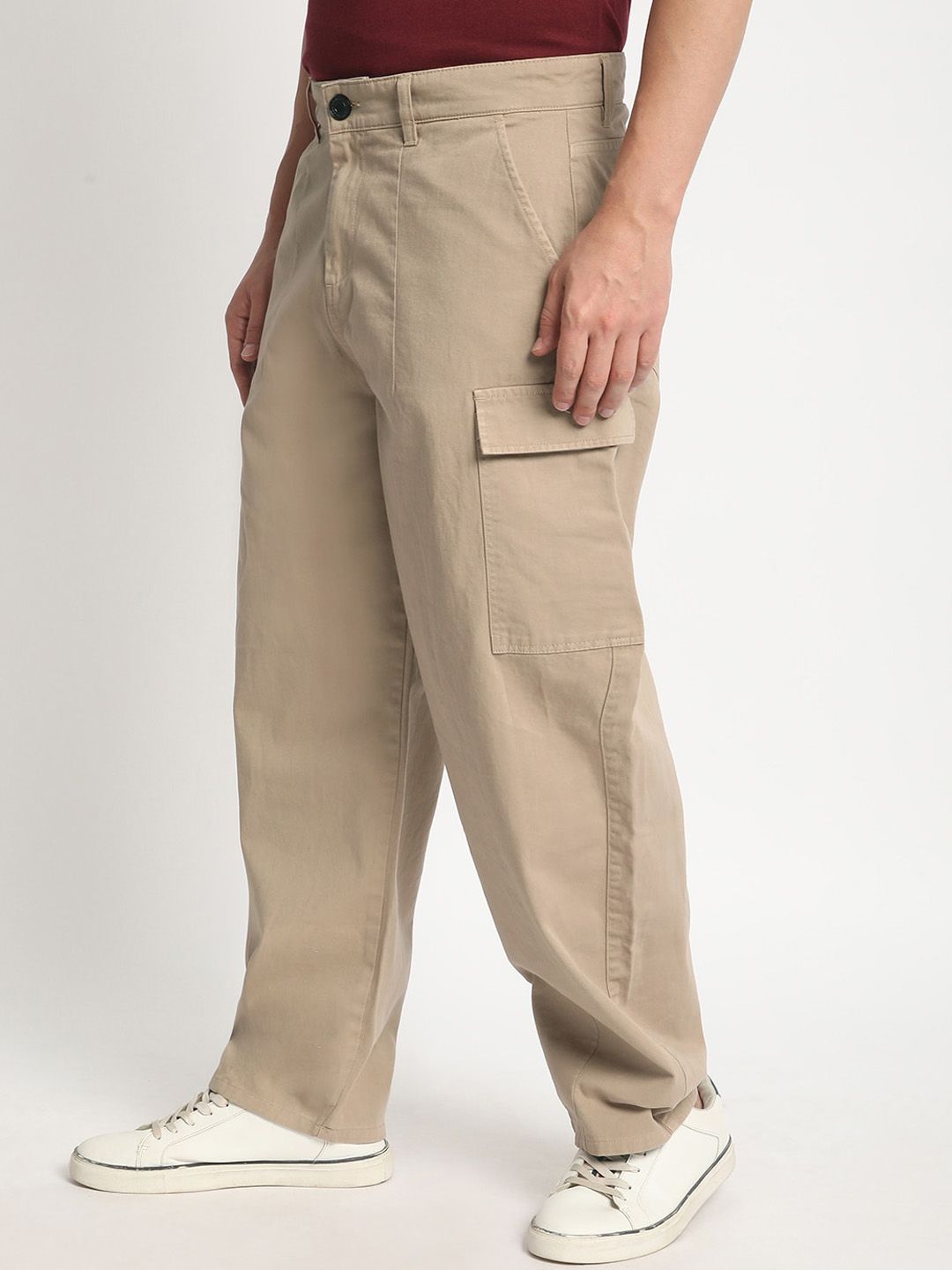Bene Kleed Men Cotton Loose Balloon Fit Cargos Trousers