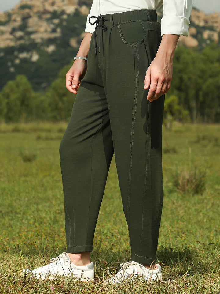 Campus Sutra Men Relaxed Fit Mid-Rise Trousers