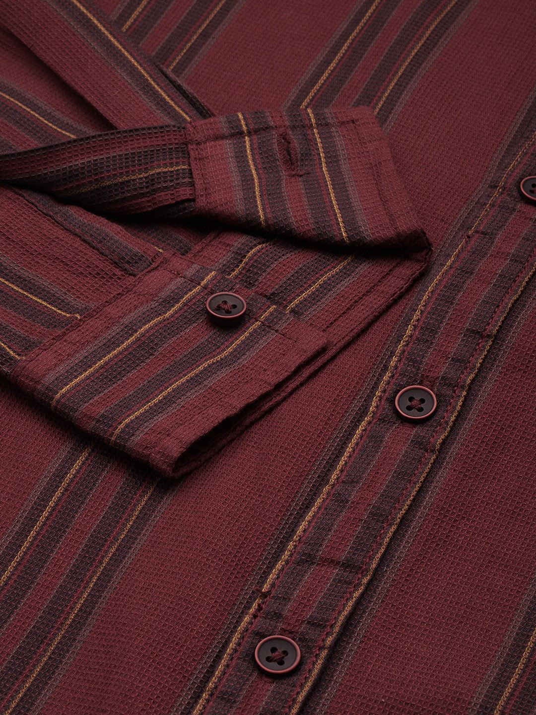 The Indian Garage Co Pure Cotton Slim Fit Opaque Striped Casual Shirt