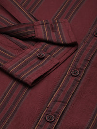 The Indian Garage Co Pure Cotton Slim Fit Opaque Striped Casual Shirt