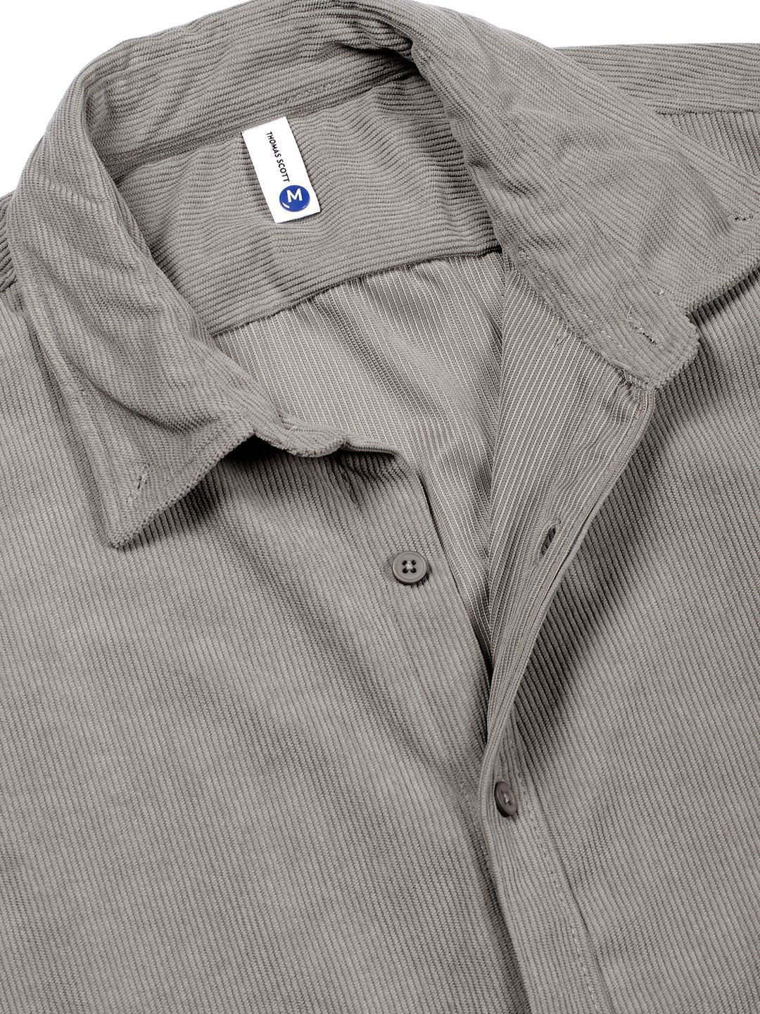 Thomas Scott Men Premium Button-Down Collar Corduroy Cotton Casual Shirt