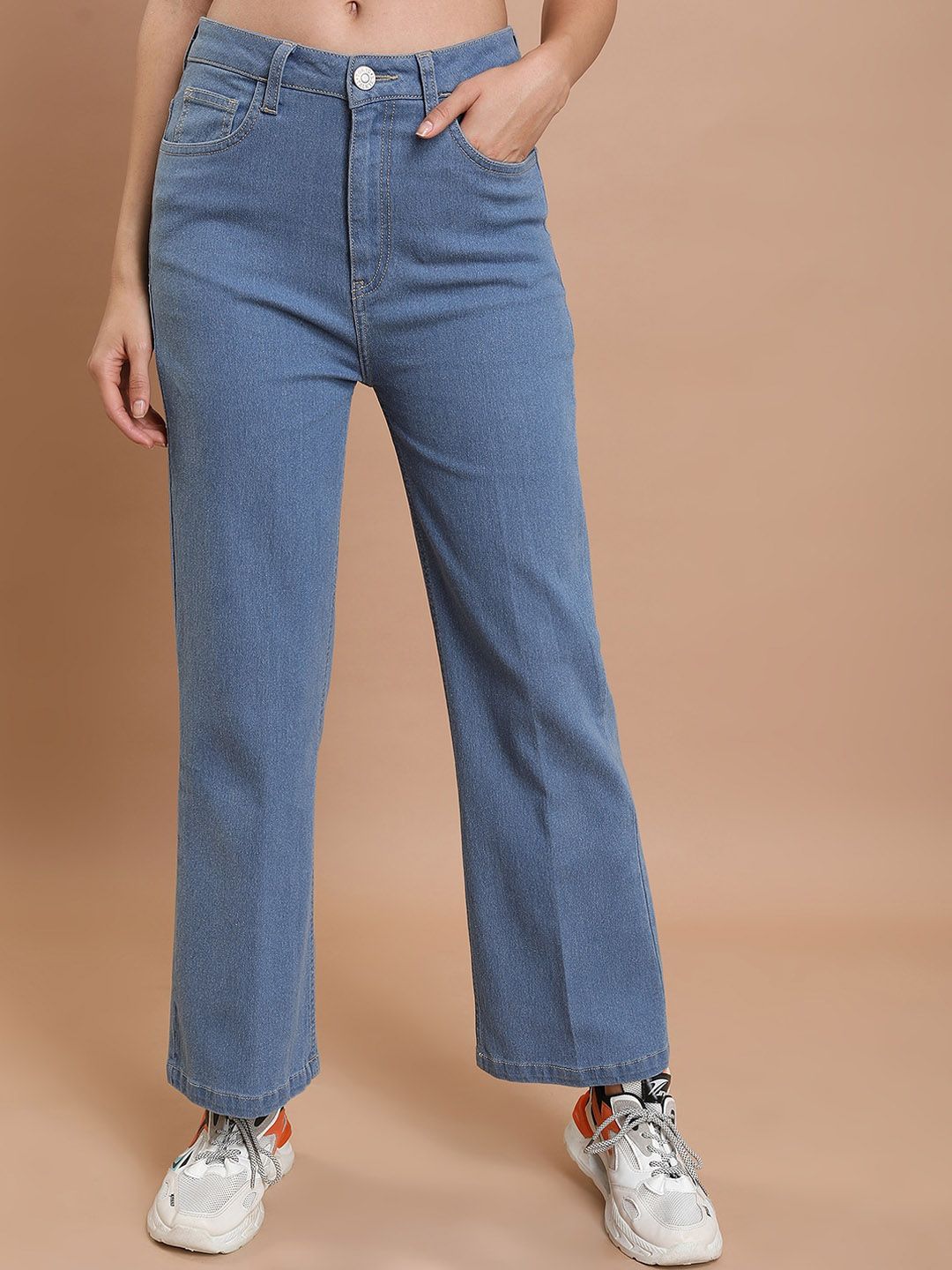 Basics By Tokyo Talkies Women Blue Flared Stretchable Jeans