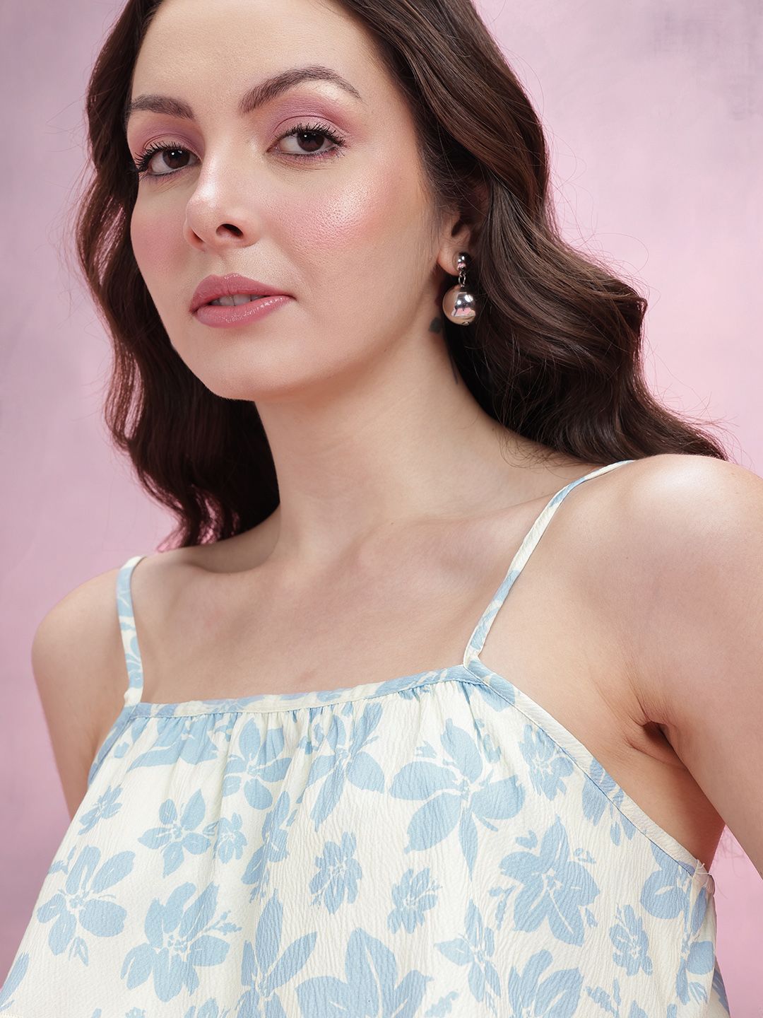 DressBerry Printed Ruffle Detail Sleeveless Top With Trousers Co-Ord Set
