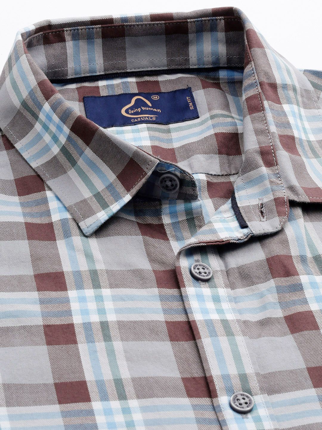 Being Human Slim Fit Opaque Checked Pure Cotton Casual Shirt