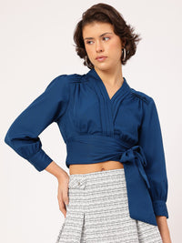 DressBerry Harmonious Hues Belted Smocked Crop Top