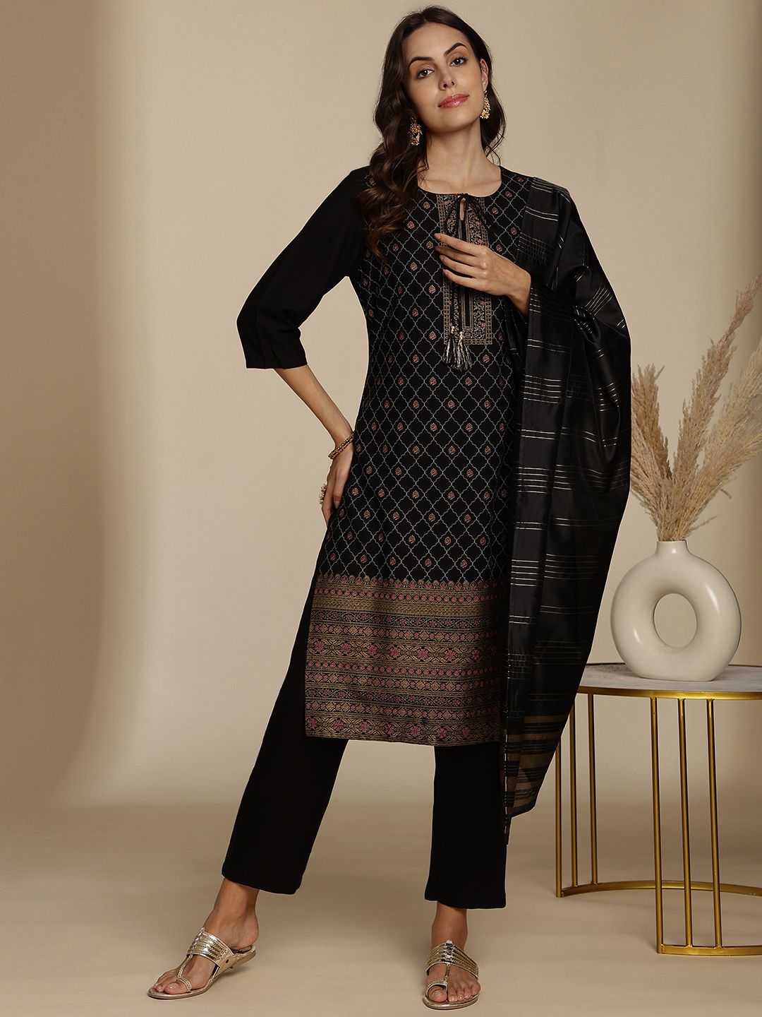 Anouk Women Ethnic Motifs Printed Kurta with Trousers & With Dupatta
