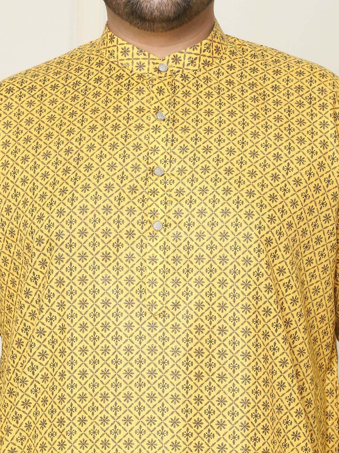SOJANYA PLUS Floral Embroidered Thread Work Cotton Linen Straight Kurta with Pyjamas