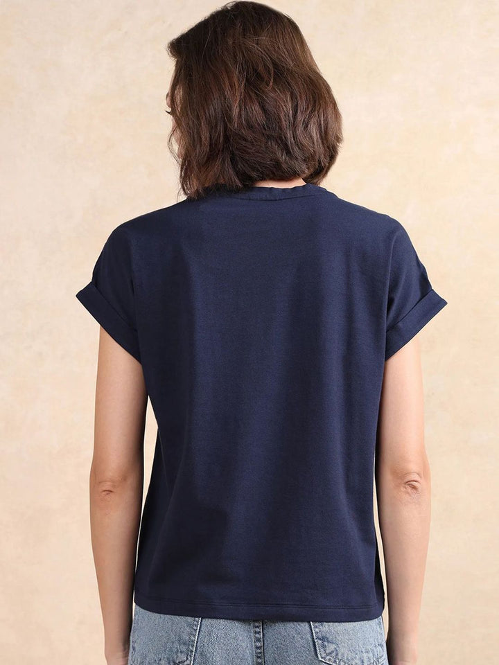 RAREISM Women Printed Extended Sleeves Pockets T-shirt