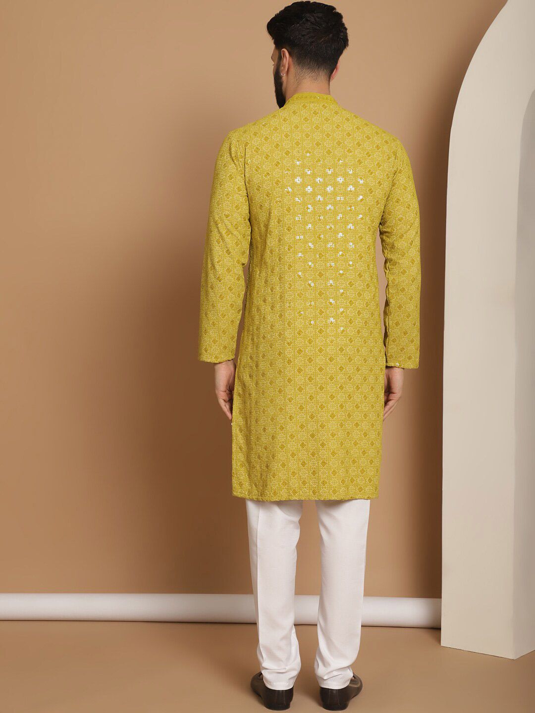 Anouk Sequinned Embroidered Regular Pure Cotton Kurta & Churidar