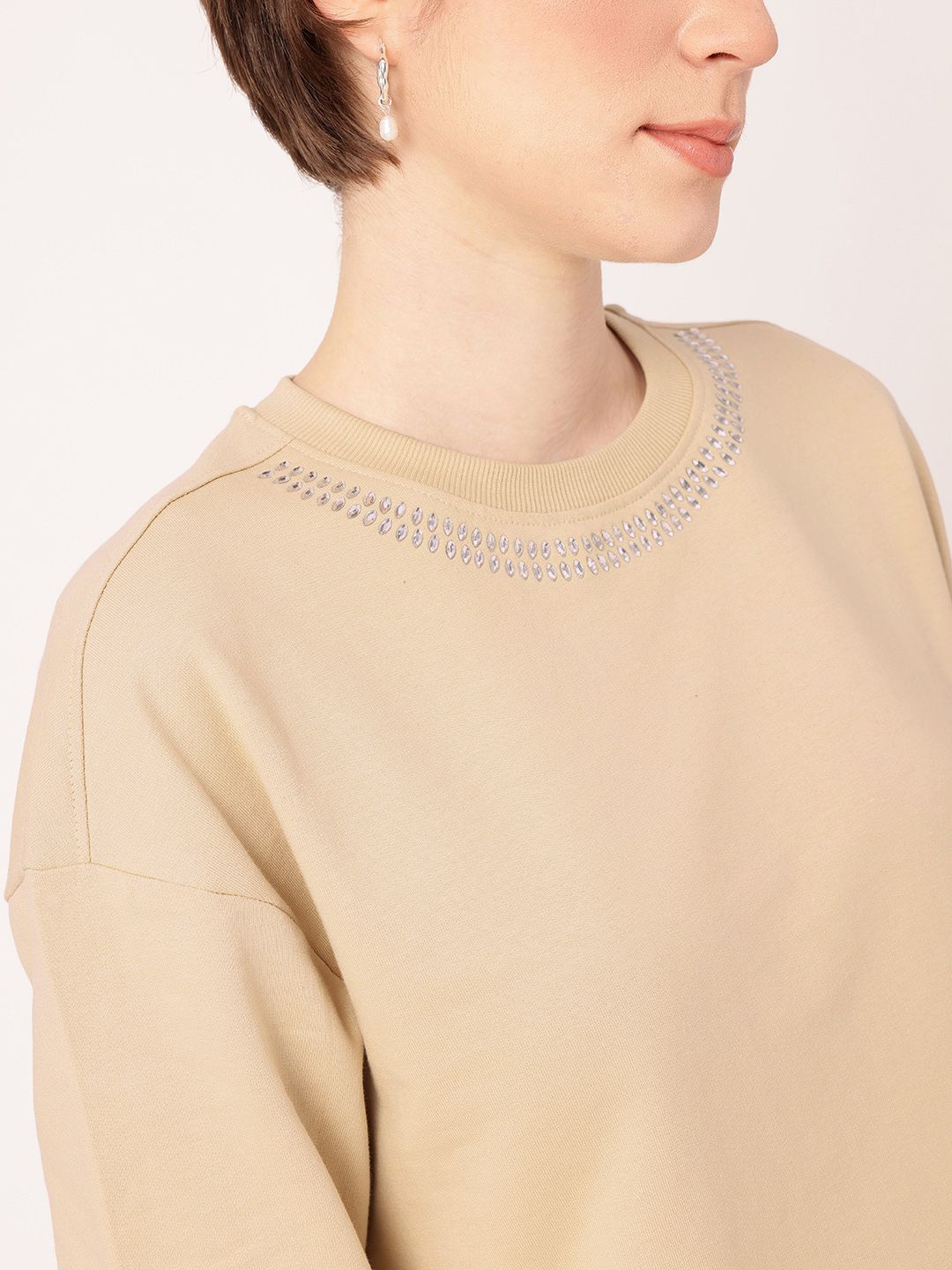 DressBerry Embellished Cotton Terry Relaxed Fit Sweatshirt