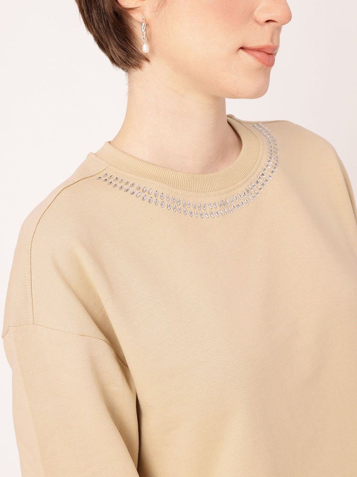 DressBerry Embellished Cotton Terry Relaxed Fit Sweatshirt