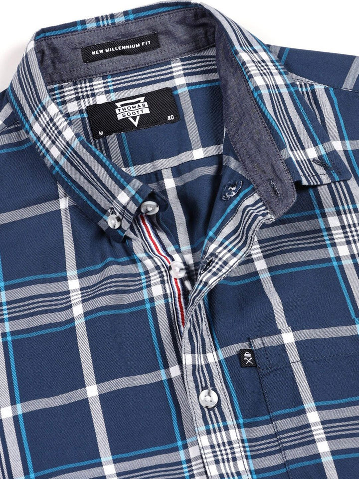 Thomas Scott Premium Slim Fit Tartan Checked Button-Down Collar Casual Shirt