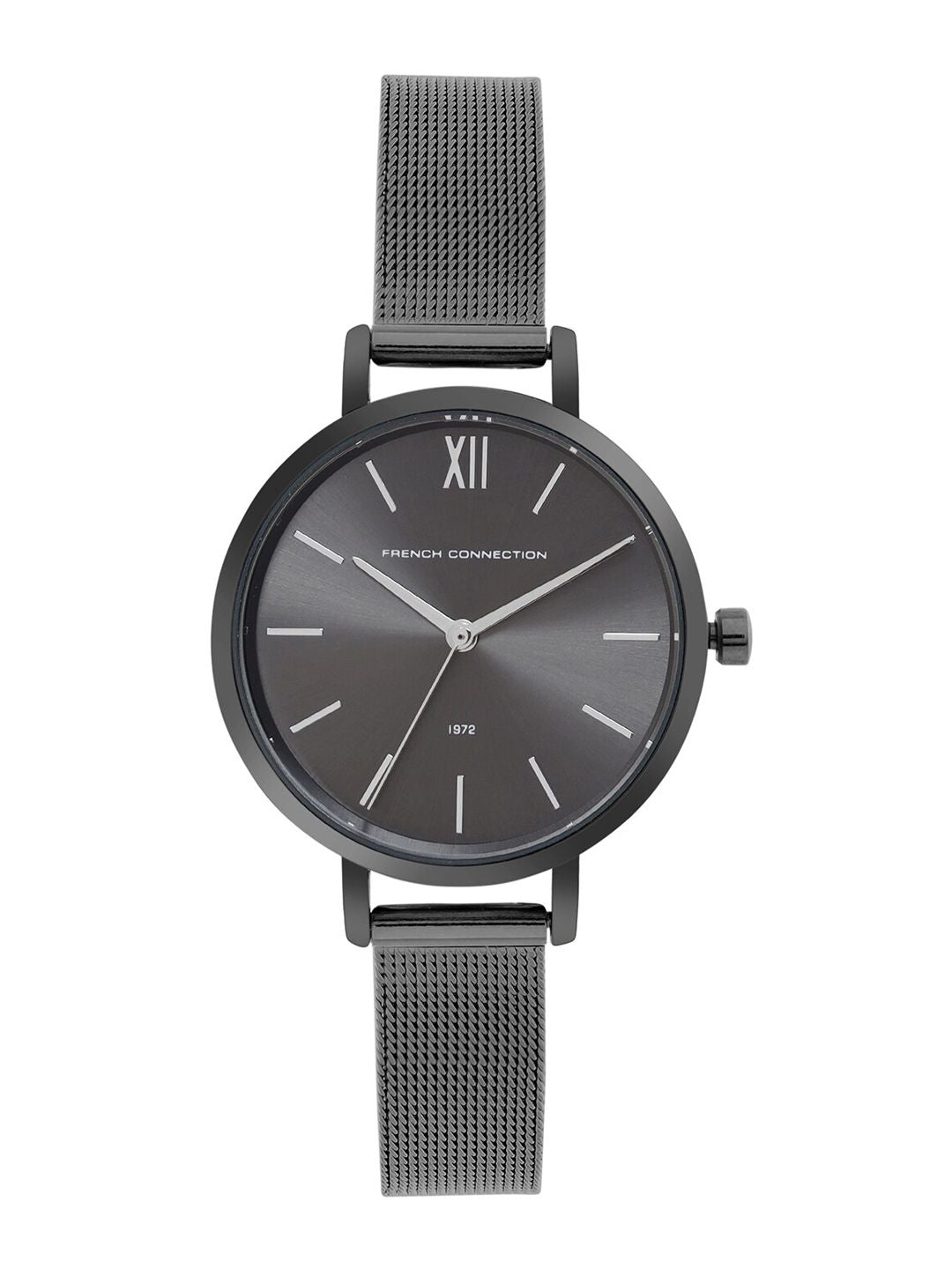 Sambungan Perancis Wanita Dail Hitam & Black Stainless Steel Style Gaya Tali Analog Watch FCE22GN