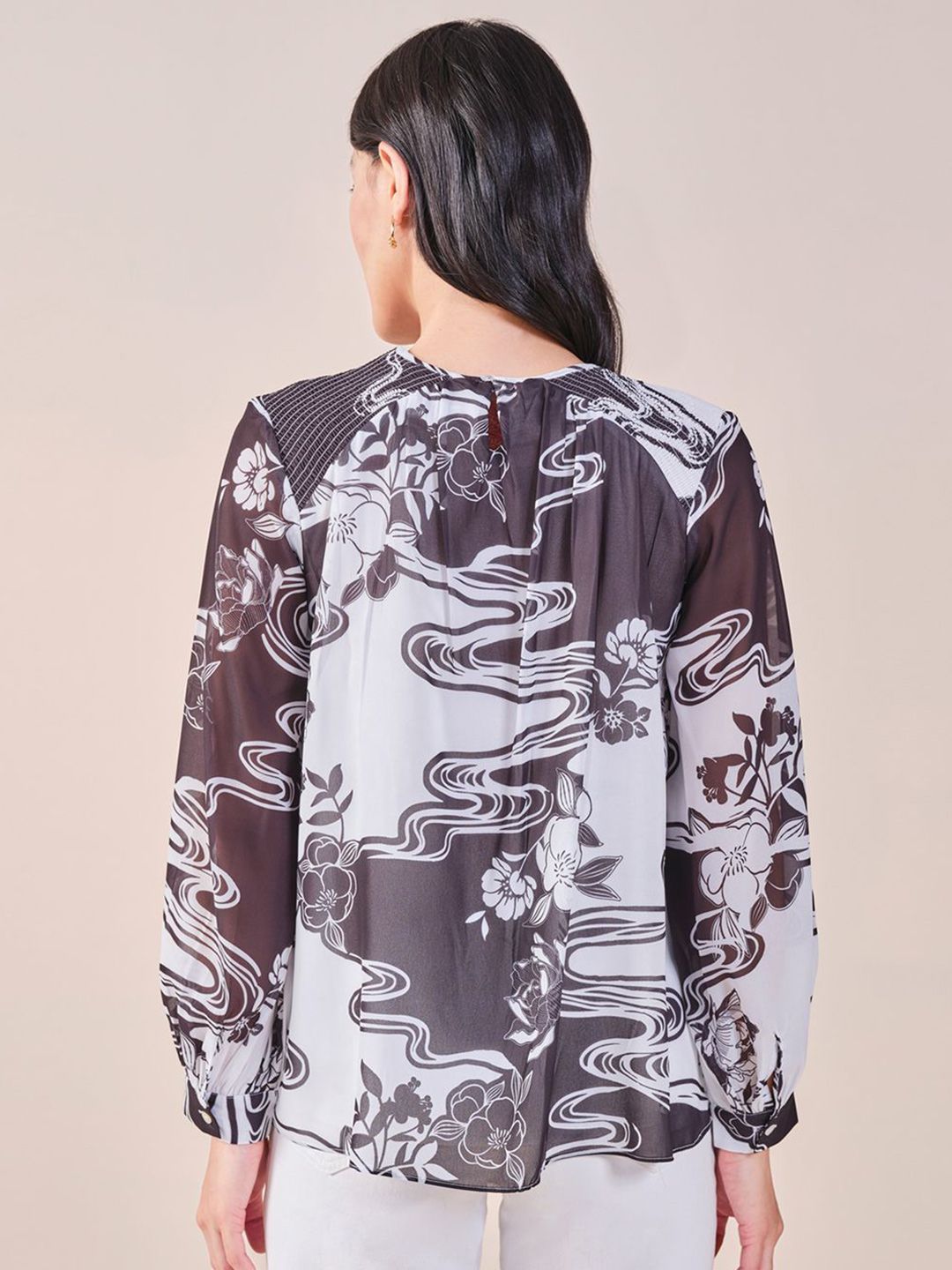AND Women Abstract Print High Neck Sleeveless Top