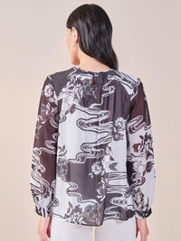AND Women Abstract Print High Neck Sleeveless Top