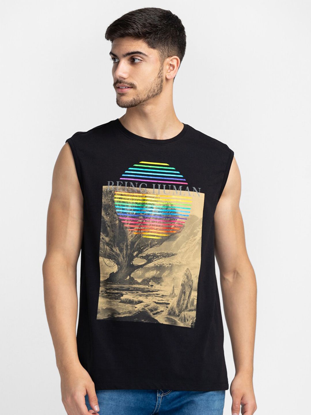 Being Human Graphic Printed Sleeveless T-shirt