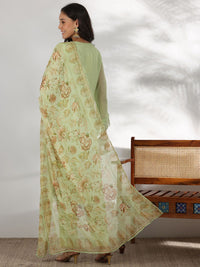 Libas Floral Embroidered Thread Work Straight Kurta with Trousers & Dupatta